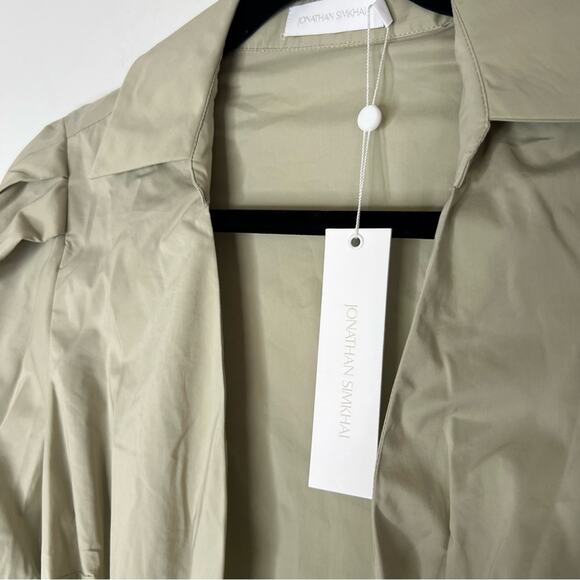 Jonathan Simkhai Waverly Sage Green Poplin Wrap Top Small - Picture 5 of 7